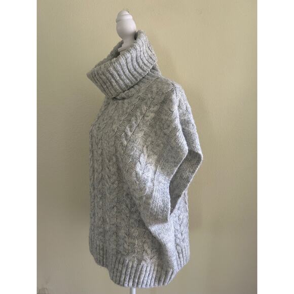 Joie Cable Knit Sweater Vest Turtle Neck Wool Blend SZS Gray Oversized Relaxed - Picture 3 of 9